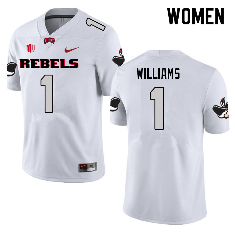 Women #1 Kyle Williams UNLV Rebels College Football Jerseys Sale-White - Click Image to Close